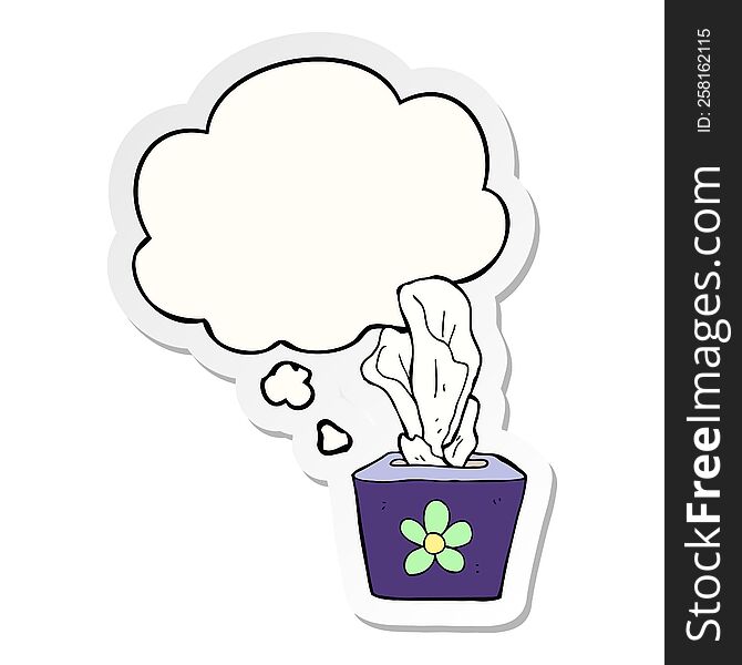 Cartoon Box Of Tissues And Thought Bubble As A Printed Sticker