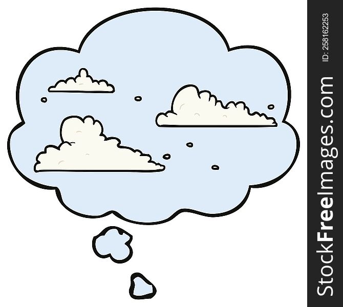 cartoon clouds with thought bubble. cartoon clouds with thought bubble