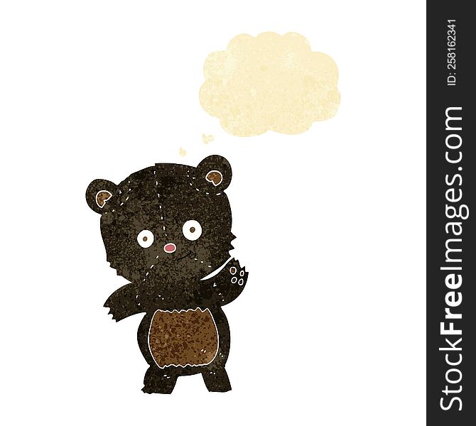 cute black bear cartoon with thought bubble
