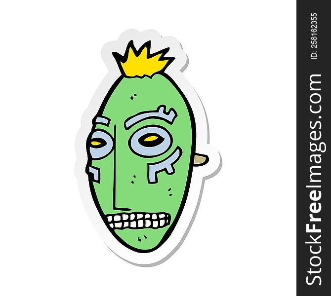 sticker of a cartoon tribal mask