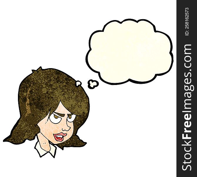 Cartoon Annoyed Woman With Thought Bubble