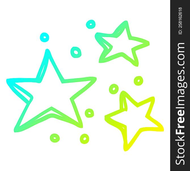 cold gradient line drawing of a cartoon decorative stars