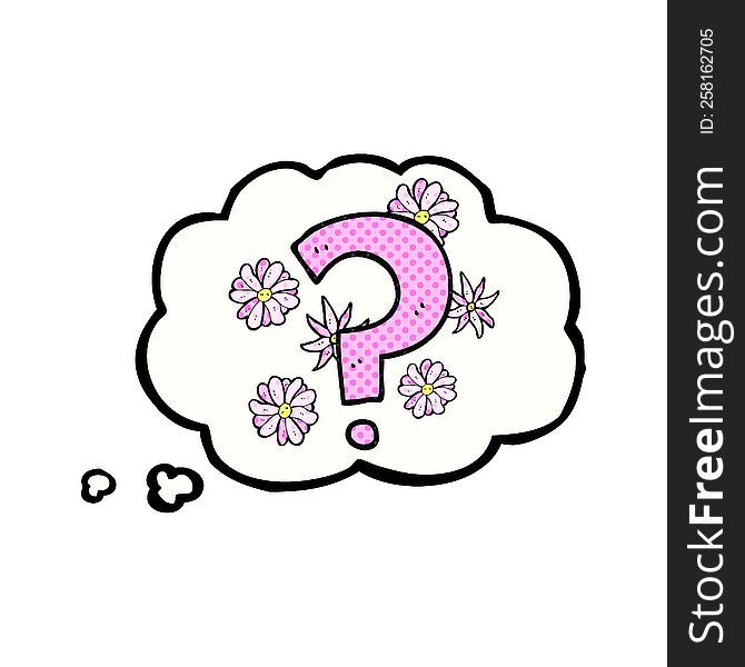 freehand drawn thought bubble cartoon question mark