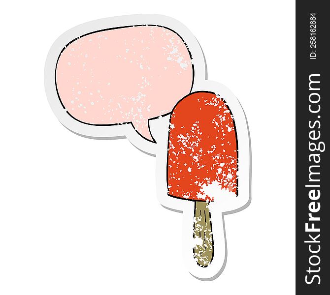 cartoon lollipop and speech bubble distressed sticker