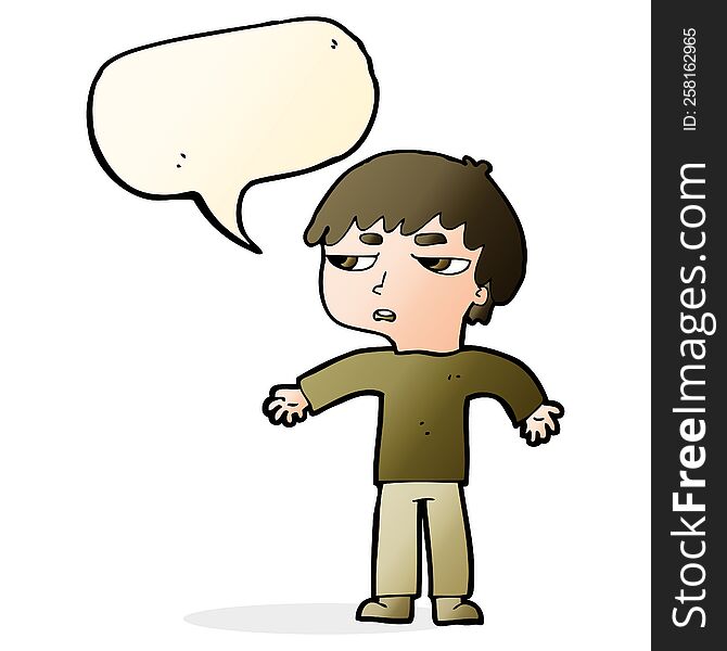 Cartoon Annoyed Boy With Speech Bubble