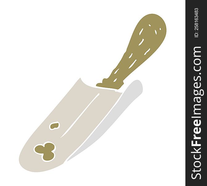 Flat Color Illustration Of A Cartoon Shovel