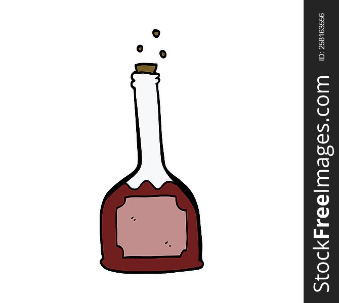 Cartoon Doodle Bottle Of Red Wine