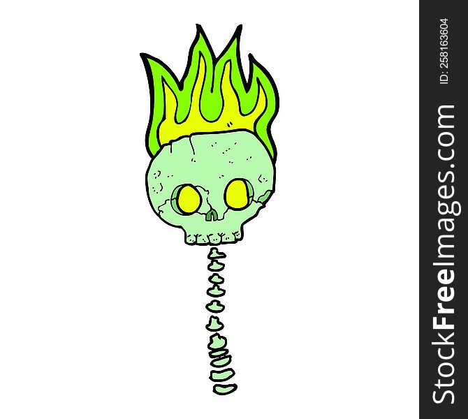 cartoon spooky skull and spine