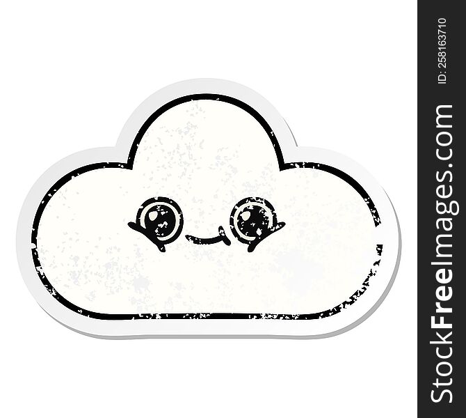 distressed sticker of a cute cartoon cloud