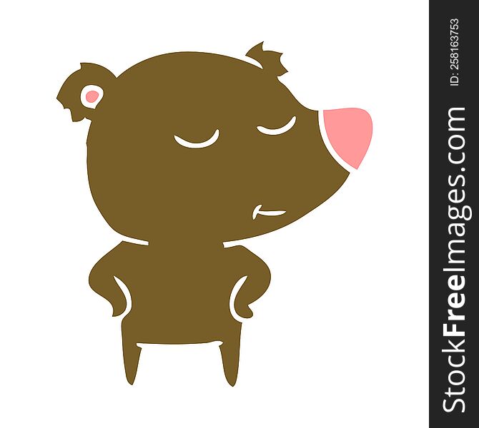 Happy Flat Color Style Cartoon Bear