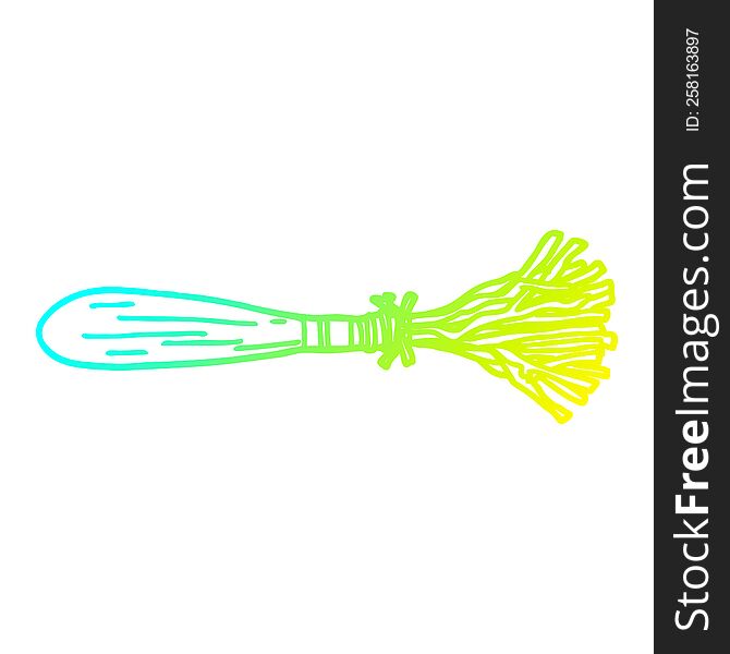 cold gradient line drawing of a cartoon magic broom sticks