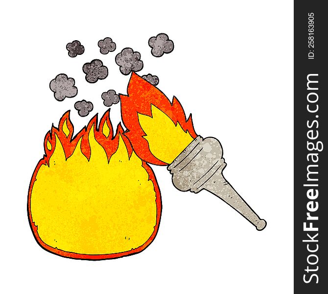Textured Cartoon Flaming Torch