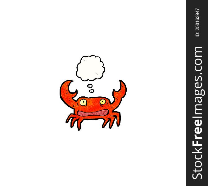 cartoon crab with thought bubble