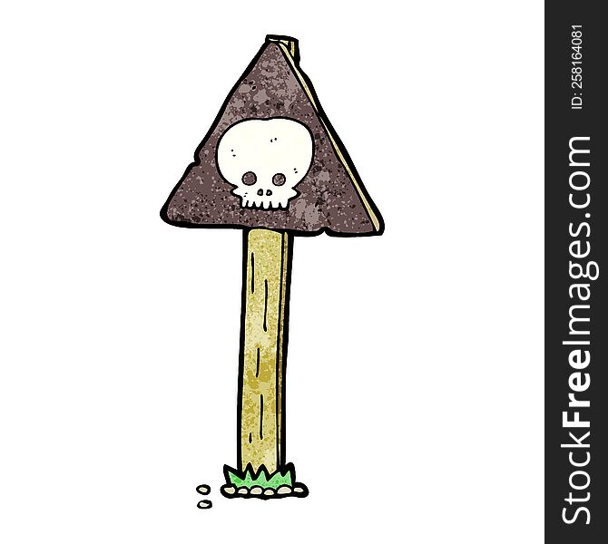 Cartoon Spooky Skull Signpost