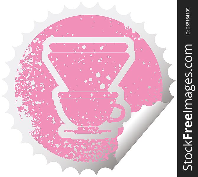 distressed sticker icon illustration of a filter coffee cup. distressed sticker icon illustration of a filter coffee cup