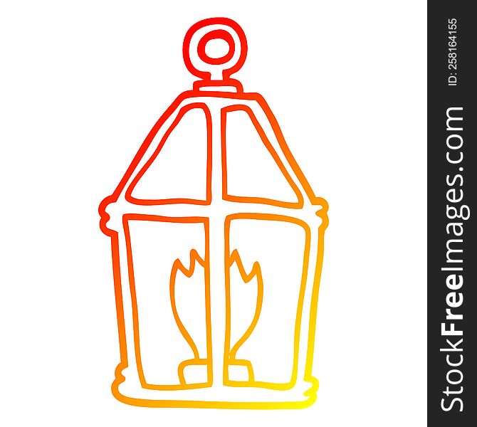 warm gradient line drawing of a cartoon old lantern