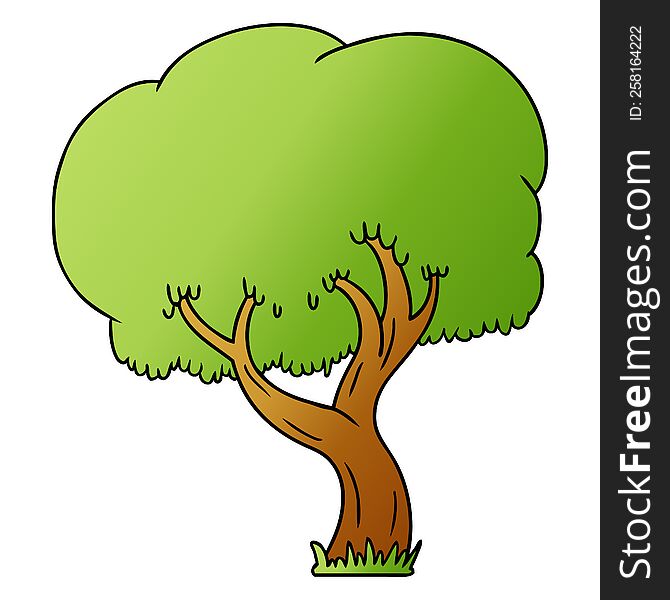 Gradient Cartoon Doodle Of A Summer Tree