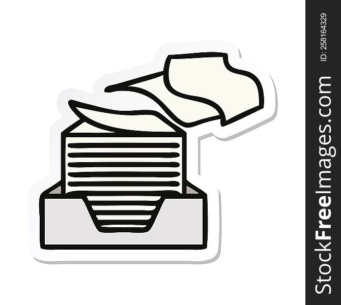 sticker of a cute cartoon stack of office papers