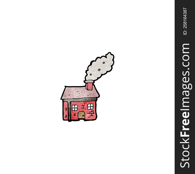 cartoon cottage with smoking chimney