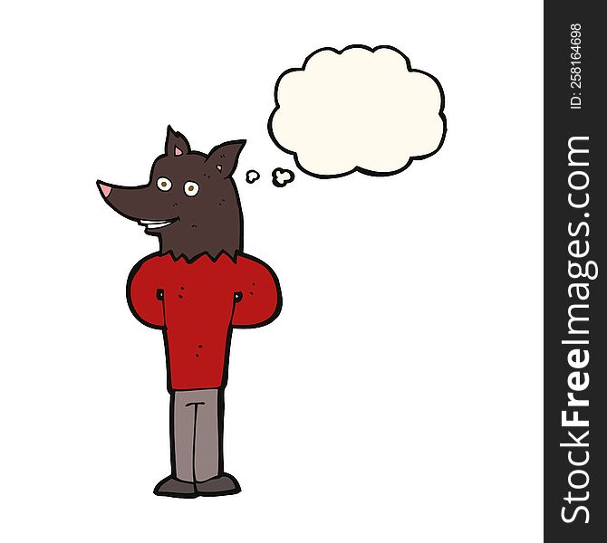 Cartoon Wolf Man With Thought Bubble