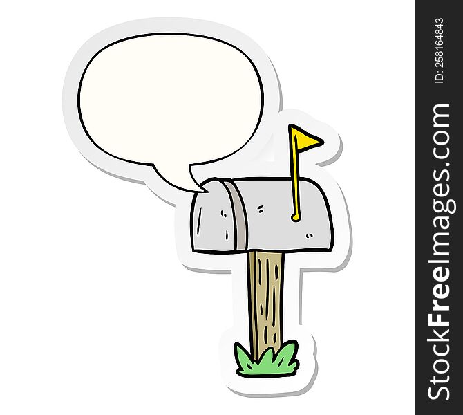 cartoon mailbox with speech bubble sticker. cartoon mailbox with speech bubble sticker