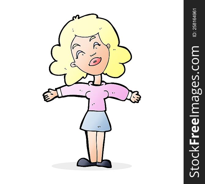 Cartoon Woman With Open Arms