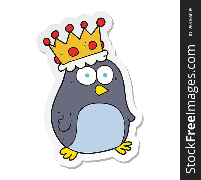 Sticker Of A Cartoon Emperor Penguin