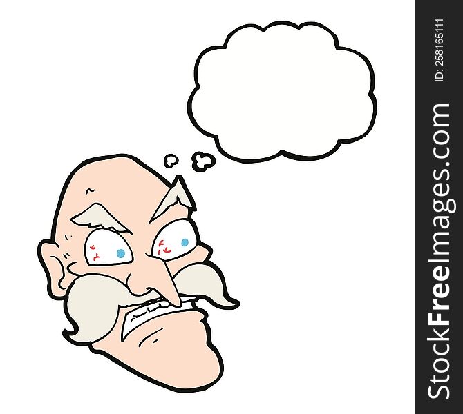 Cartoon Angry Old Man With Thought Bubble