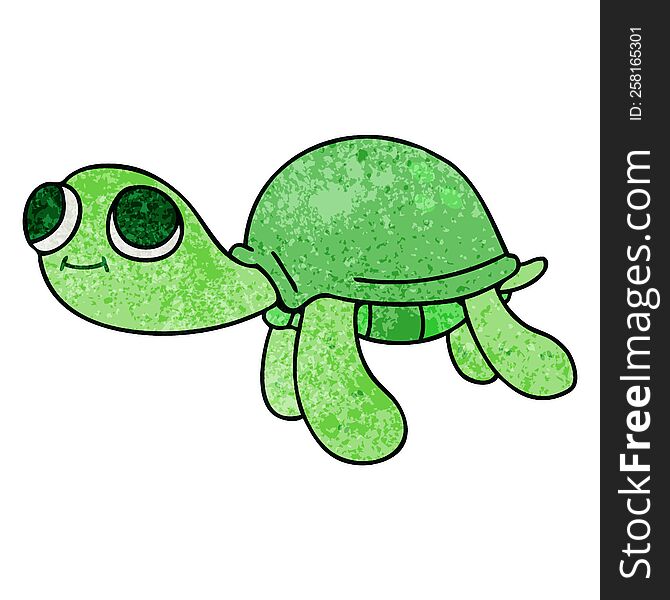 Quirky Hand Drawn Cartoon Turtle