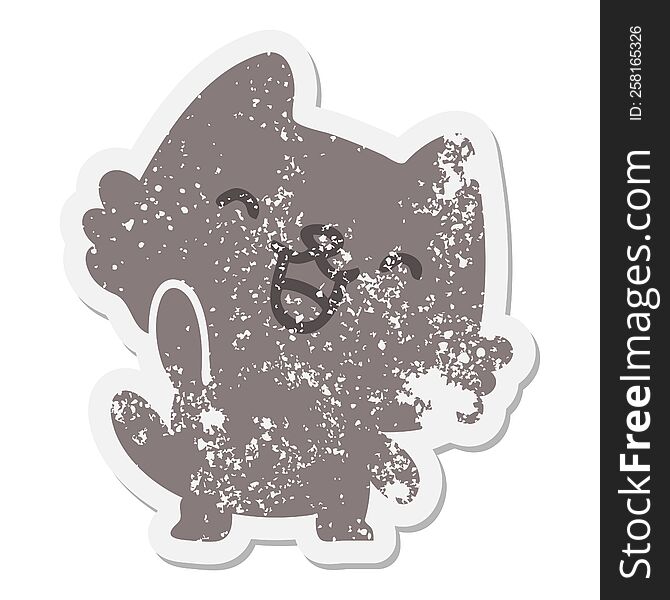 Happy Cartoon Cat Grunge Sticker