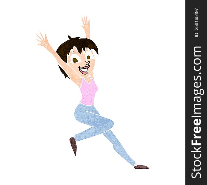 cartoon excited woman