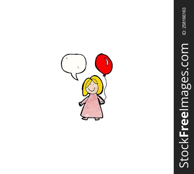 Child S Drawing Of A Girl With Balloon