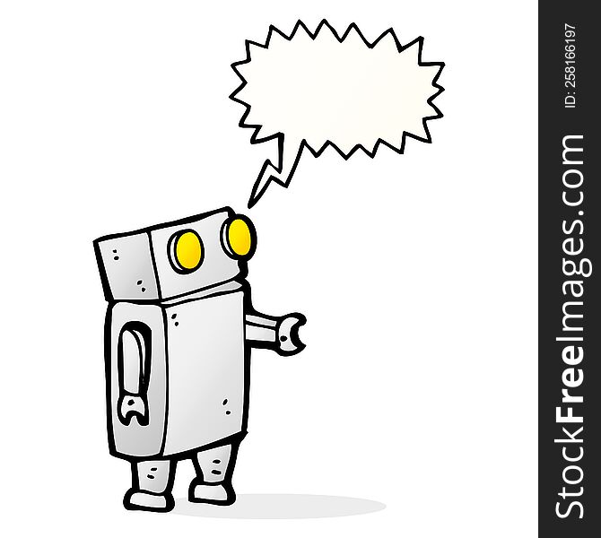 cartoon robot with speech bubble