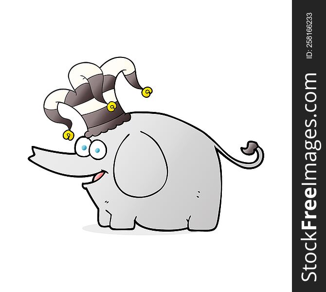 Cartoon Elephant Wearing Circus Hat