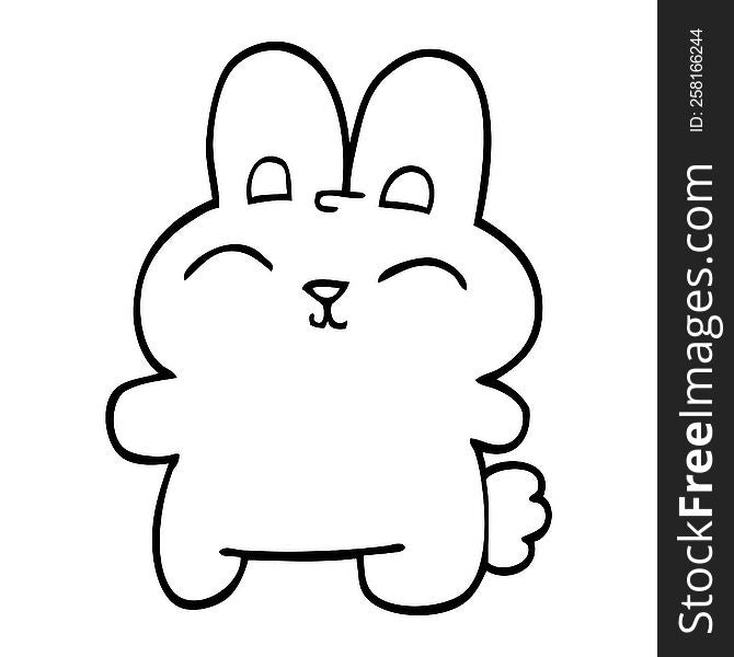 happy line drawing cartoon rabbit