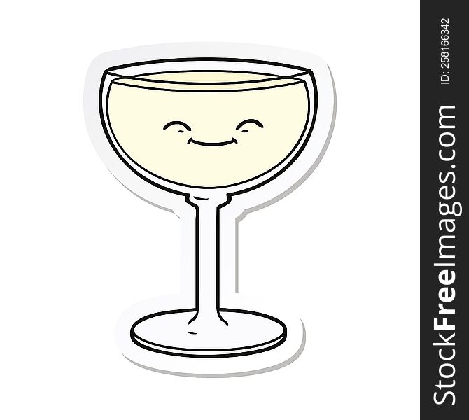 sticker of a cartoon glass of wine