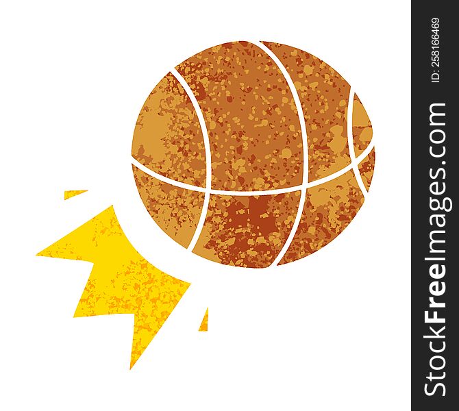 Retro Illustration Style Cartoon Basket Ball
