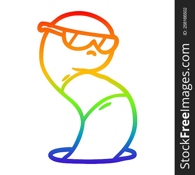 Rainbow Gradient Line Drawing Cartoon Cool Worm