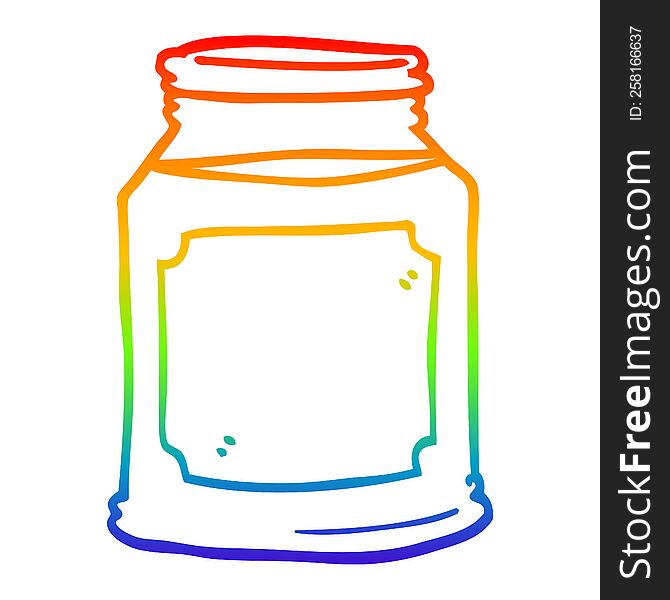 Rainbow Gradient Line Drawing Cartoon Candle In Jar