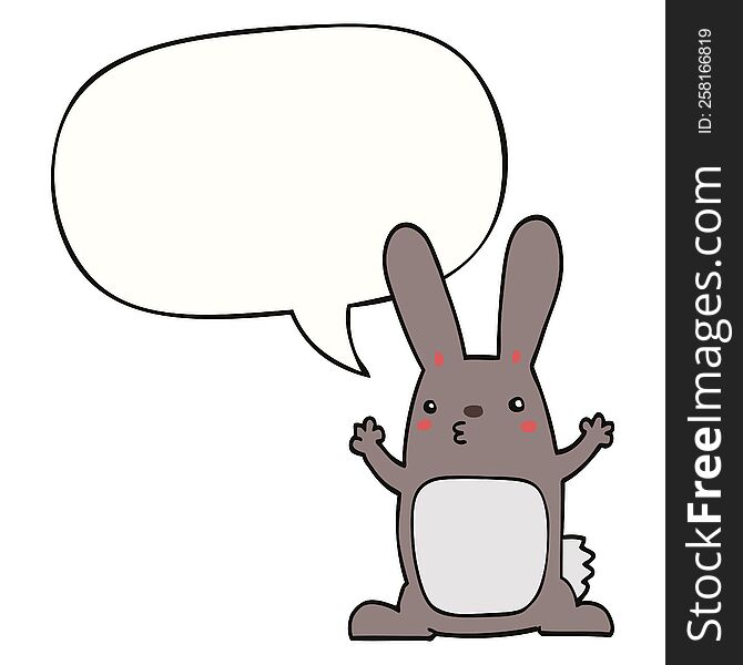 cartoon rabbit with speech bubble. cartoon rabbit with speech bubble