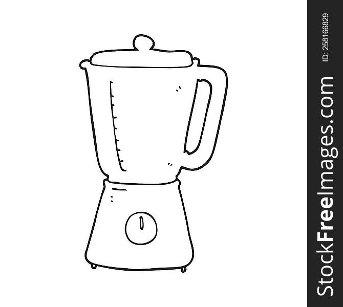 freehand drawn black and white cartoon blender