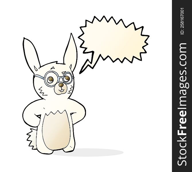 Cartoon Rabbit Wearing Spectacles With Speech Bubble