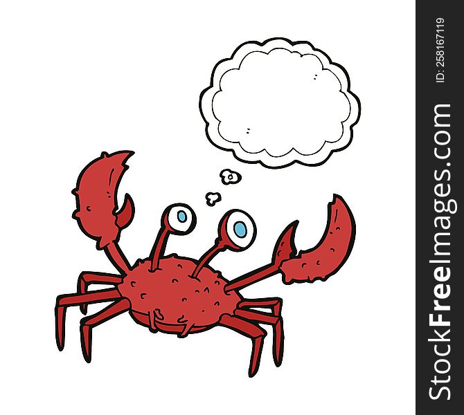 cartoon crab with thought bubble