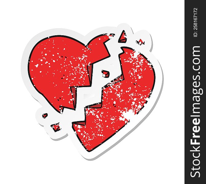 retro distressed sticker of a cartoon broken heart