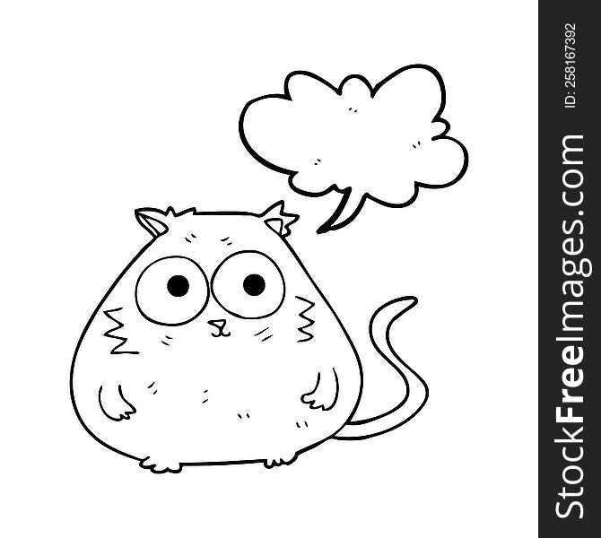 freehand drawn speech bubble cartoon fat cat