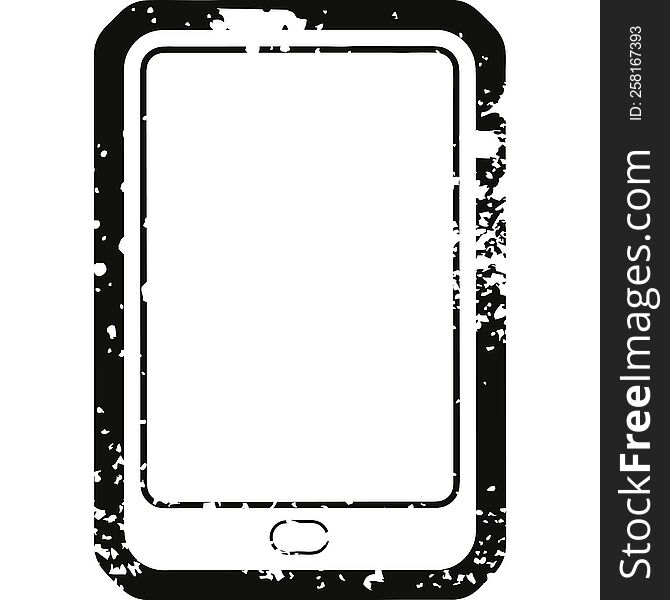 Distressed effect vector icon illustration of a tablet computer. Distressed effect vector icon illustration of a tablet computer