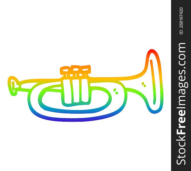 rainbow gradient line drawing of a cartoon trumpet