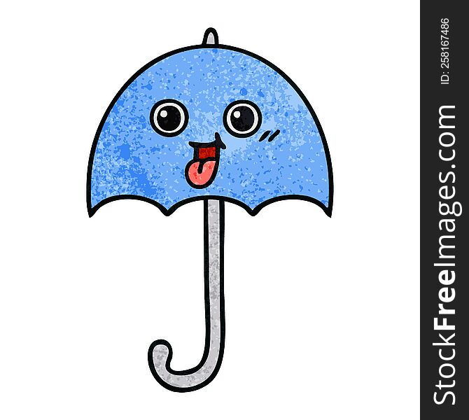 retro grunge texture cartoon umbrella