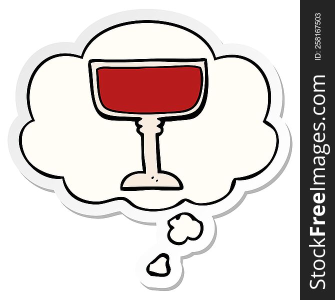 Cartoon Wine Glass And Thought Bubble As A Printed Sticker