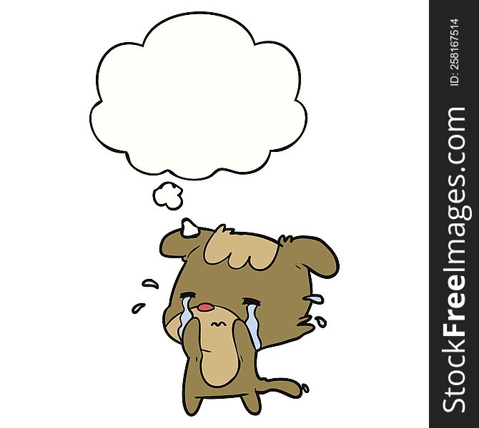 Cartoon Sad Dog And Thought Bubble